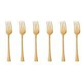Jogo de 6 Garfos para Sobremesa Berna em Aço Dourado
