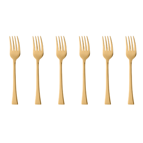 Jogo de 6 Garfos para Sobremesa Berna em Aço Dourado