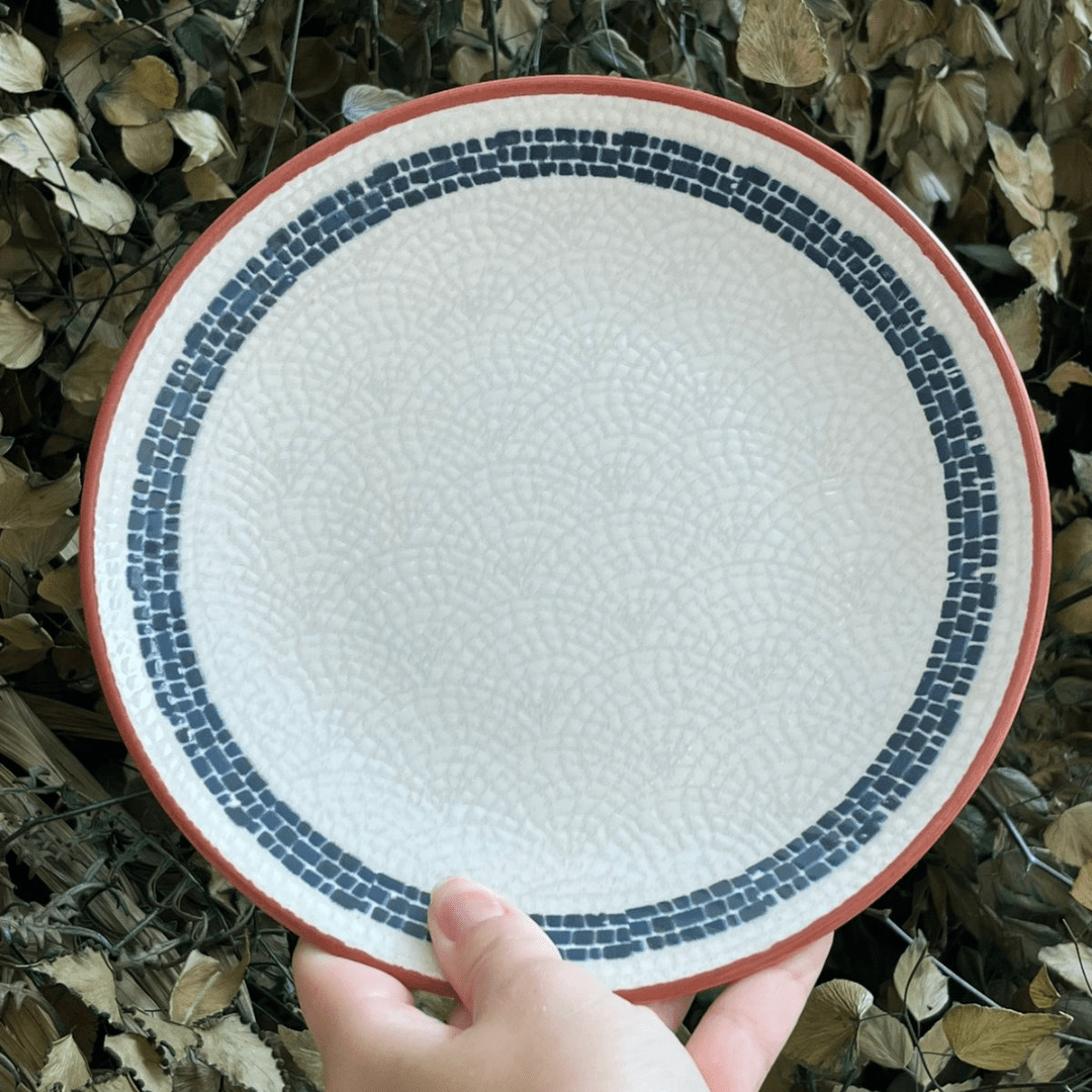 Prato de Sobremesa Village em Cerâmica Creme 20cm