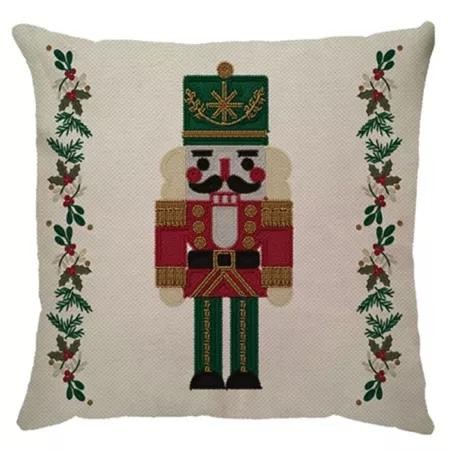 Capa de Almofada Natalina Decoração de Natal Festa Enfeite Papai Noel Renas Boneco de Neve Linho Estampado 43x43cm