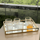 Jogo 6 Copos Baixos Whisky com Borda Dourada 320ml