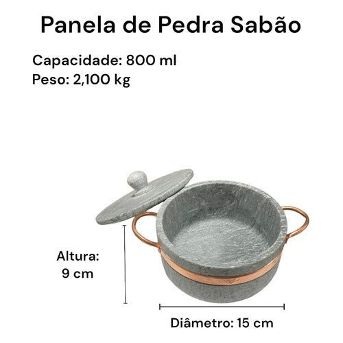 Jogo de Panelas de Pedra Sabão 6 peças com Panela de Pressão