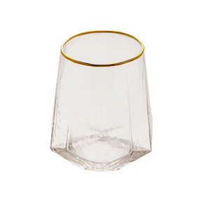 Jogo 2 Copos Baixos Whisky em Cristal com Borda Dourada 550ml