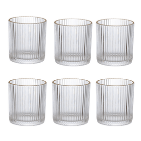 Jogo 6 Copos Baixos Whisky com Borda Dourada 320ml