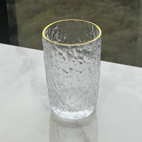 Copo Alto Petra Martelado em Cristal com Fio de Ouro 430ml