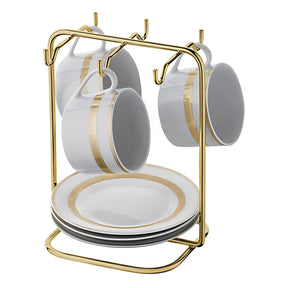 Suporte Porta Xícaras e Pires de Chá Dourado