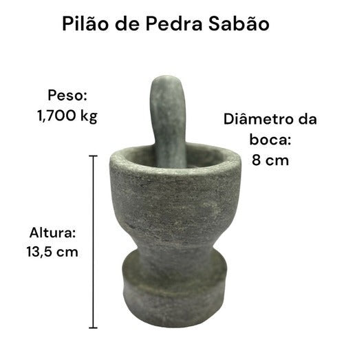 Jogo de Panelas de Pedra Sabão 6 peças com Panela de Pressão